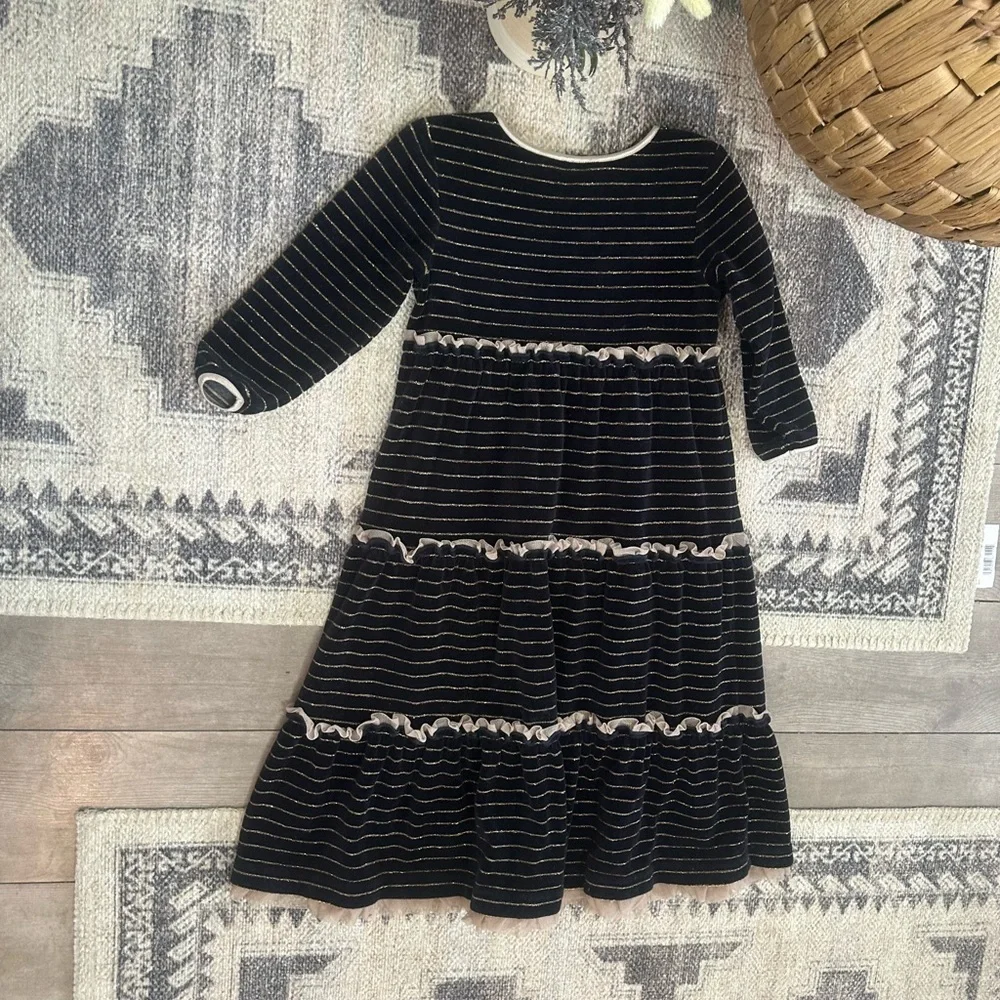 Hanna Andersson Girls Velour Velvet Formal Holiday Dress Ruffles (US 8) Like New